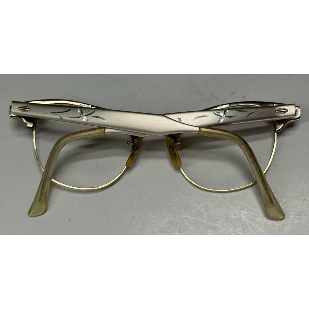 VTG Art Craft Aluminum Cat Eye Eyeglasses Frames 12k GF USA Retro MCM Prop